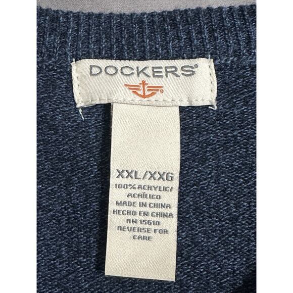 DOCKERS’ Mens Size XXL Blue Argyle Diamond Print Knit Sweater Crew Neck Pullover - Picture 3 of 8